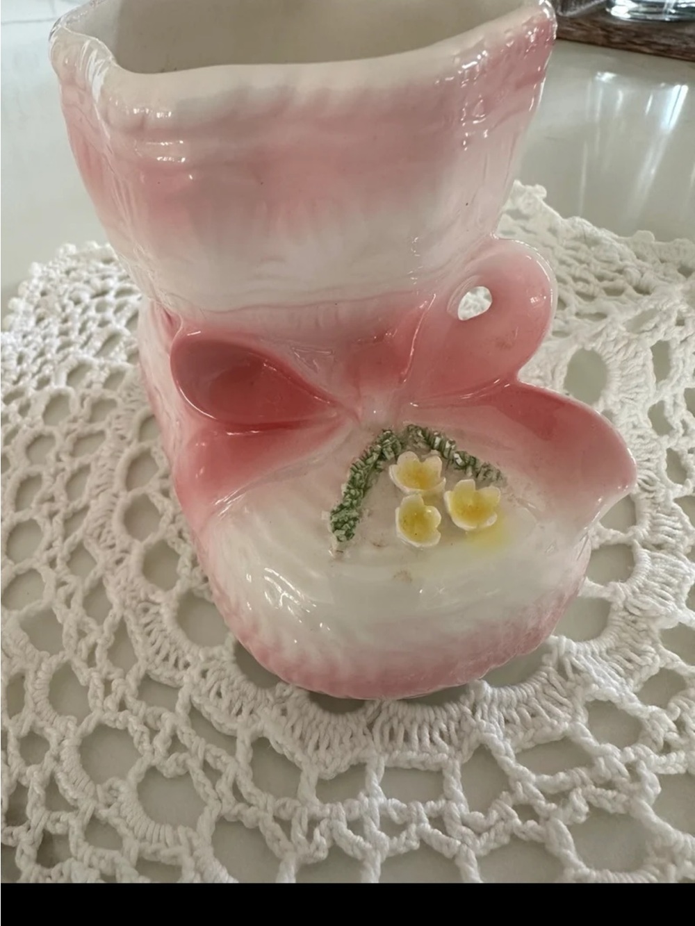 Vintage Rubens Originals ceramic pink Baby bootie Model # 300A Japan